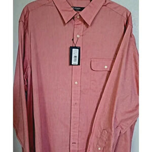 Cremieux Classics Mens Shirt Large Button Long Sleeve Red 100% Linen Classic Fit
